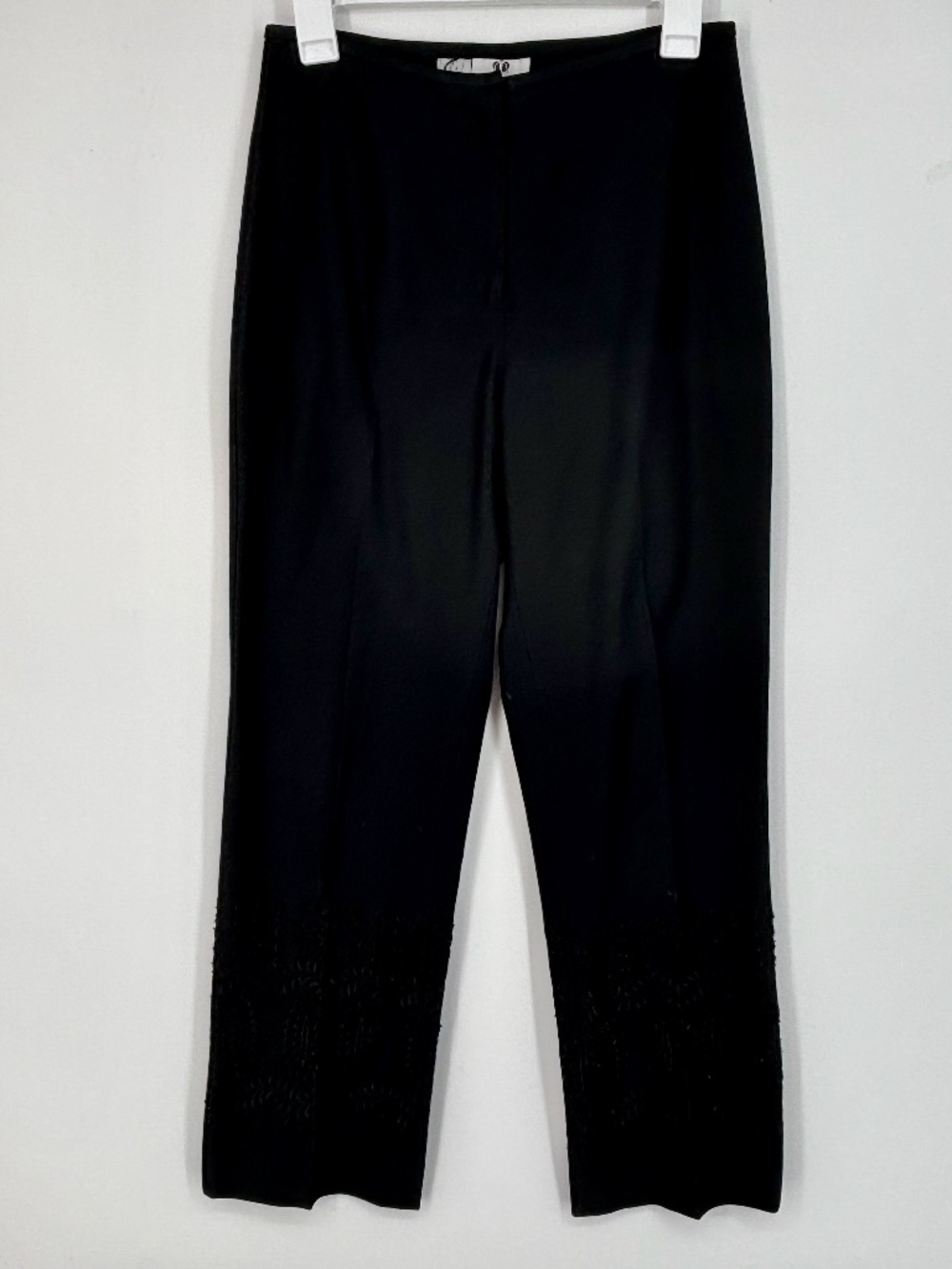 Renfrew Womens Sz 4 Cropped Pants Black Straight Leg Embroidered Eyelet Vintage